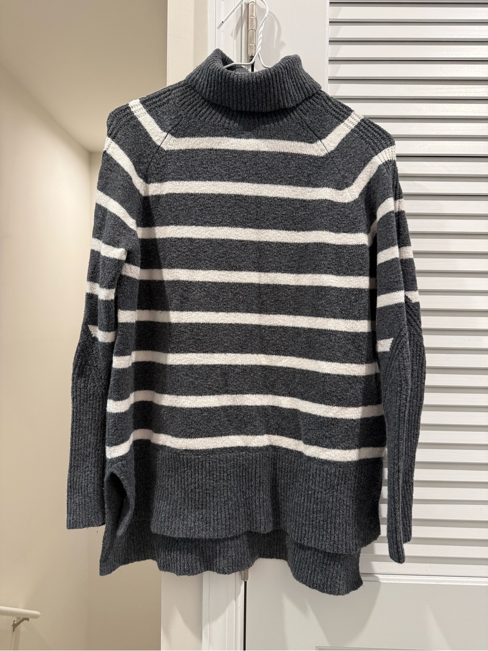 a new day Charcoal & White Striped Turtleneck Sweater